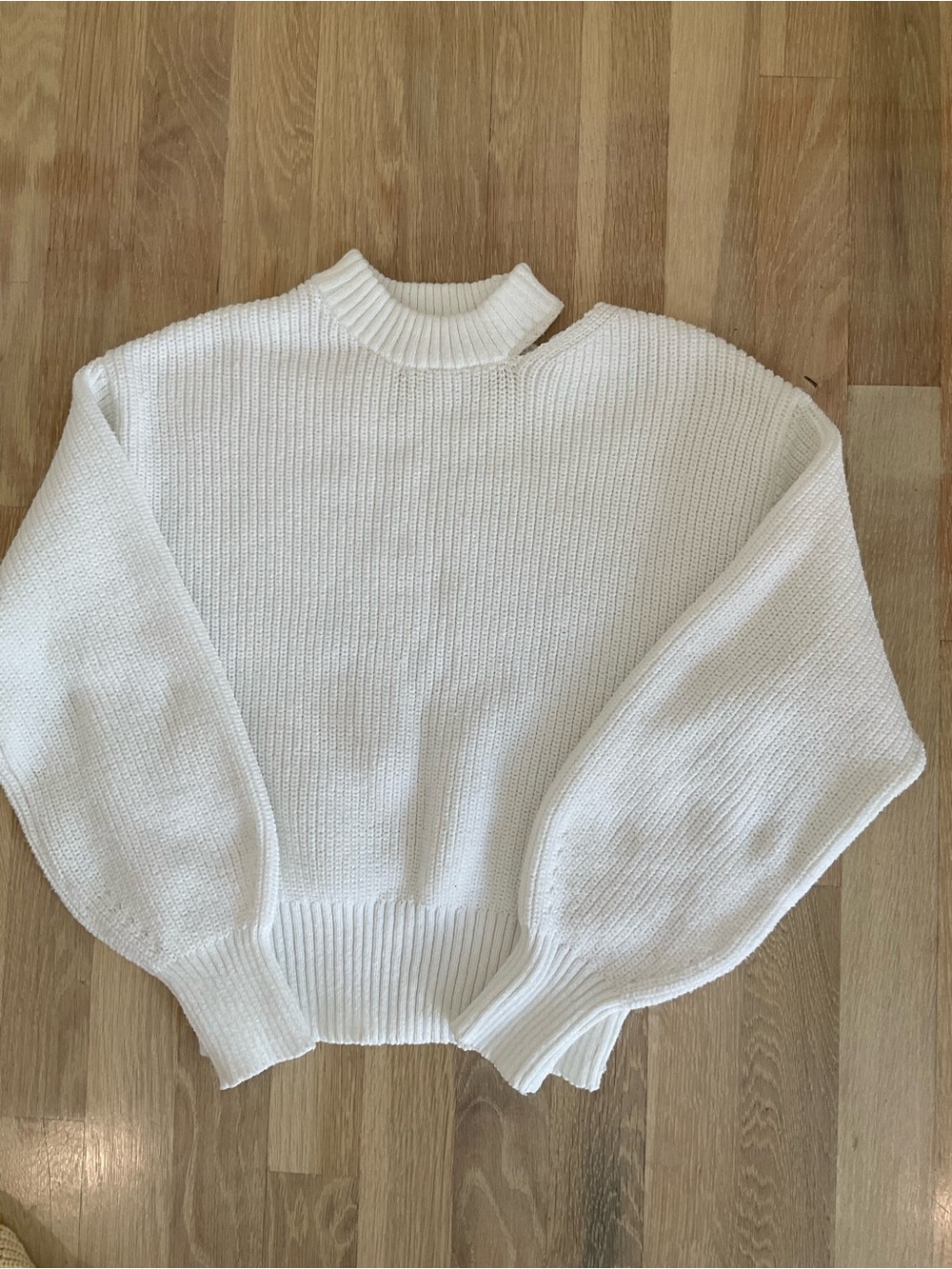 Zara Cream Ribbed Cowl-Neck Sweater